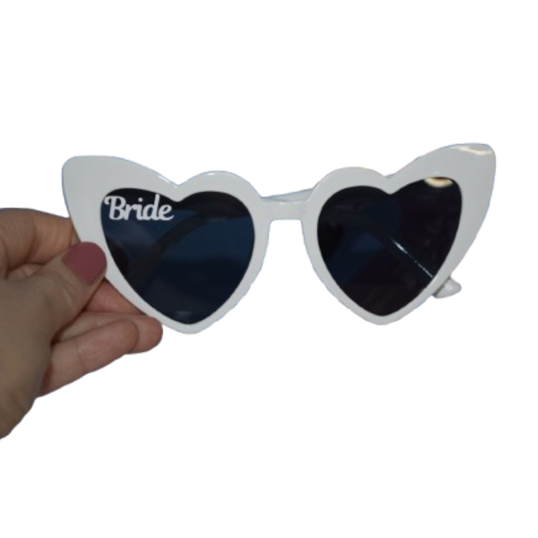 White Bride Love Heart Sunglasses