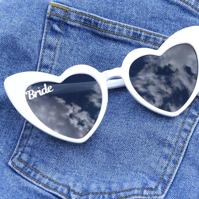 White Bride Love Heart Sunglasses