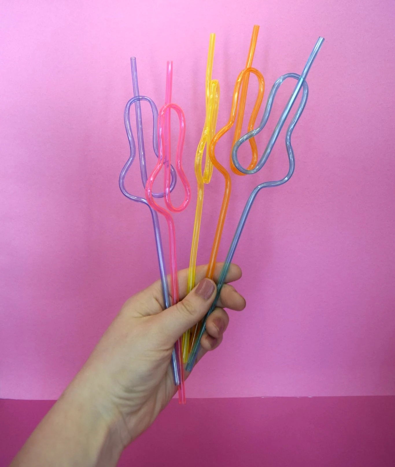 Set Of 5 Colourful Willy Straw