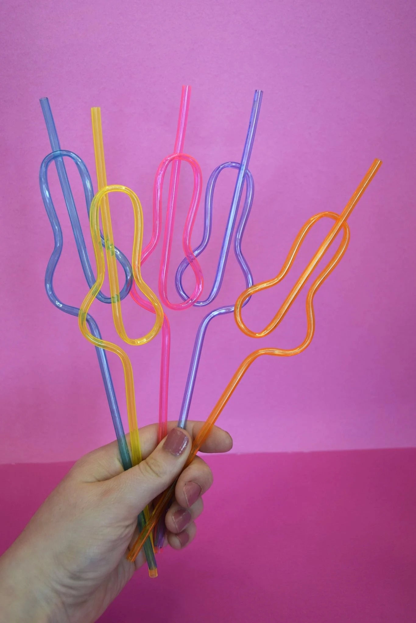 Set Of 5 Colourful Willy Straw