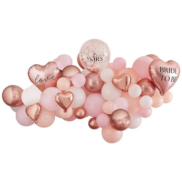 Rose Gold and Pink Future Mrs Bride To be Heart balloon arch