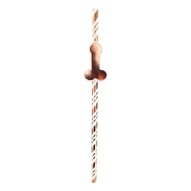 6 Rose Gold Hen Party Willy Straws, Hen Party Tableware, Hen Party Penis Straw, Hen Party Paper Straw, Hen Party Decor, Naughty Straw