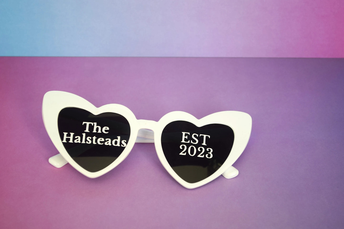 Wedding Personalised Surname Heart Sunglasses