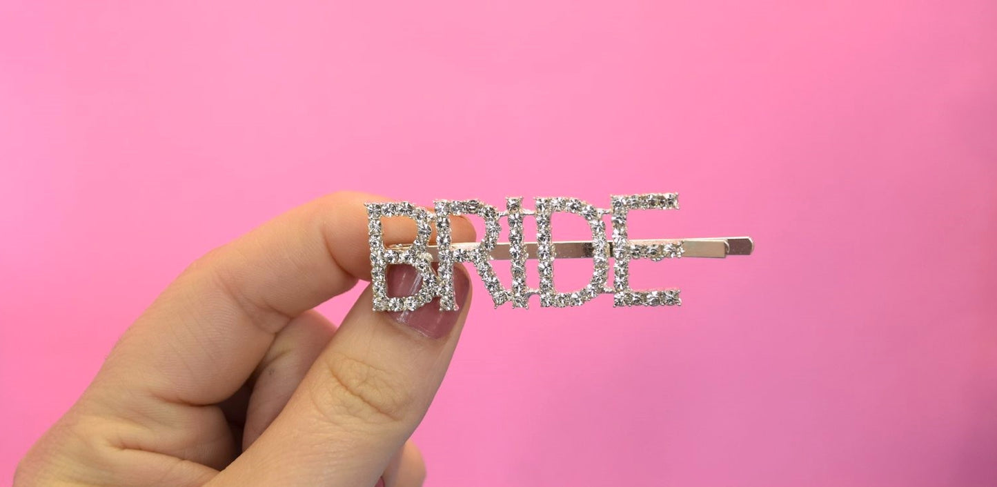 Close up of Sparkles on Bride Hair Slide